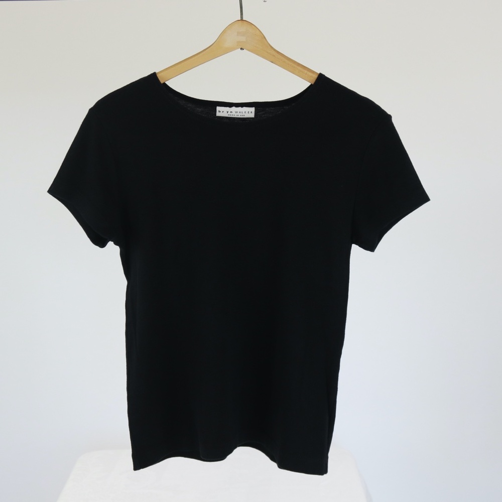 bryn Walker - Basic Black Scoop Neck T Shirt - Size L
